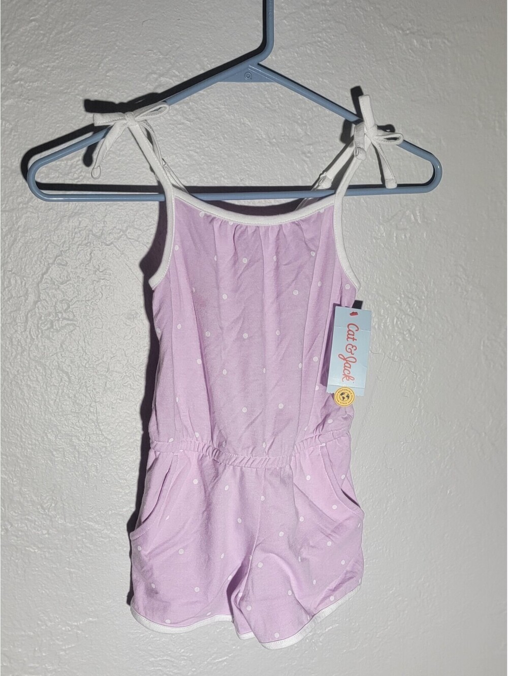 Cat & Jack Girls’ Romper Light Purple w/Dots XS (4/5)